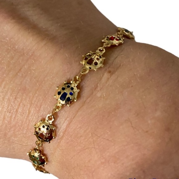 Lady Bug Gold Plated Minimalist Bracelet - Picture 2 of 6